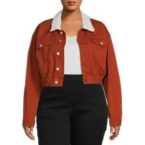 Madden NYC Sherpa Lined Button-Front Cropped Denim Jacket Women's Size: Medium